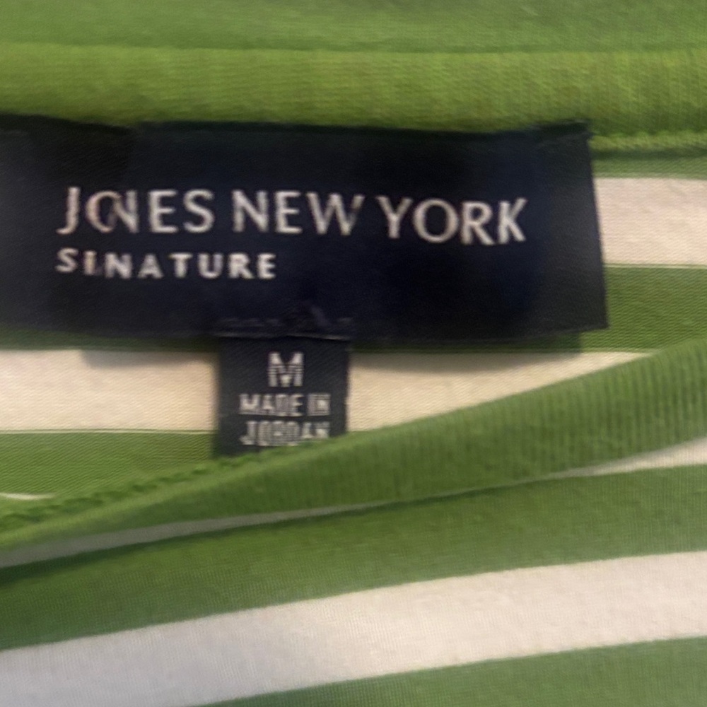 Jones New York Green and White Striped Top - Picture 2 of 5